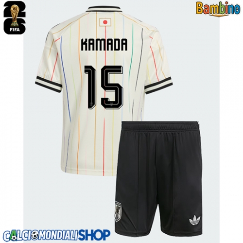 Maglie da calcio Giappone Daichi Kamada #15 Seconda Maglia Bambino Mondiali 2026  Manica Corta (+ Pantaloni corti)